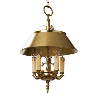 1950s Brass Bouillotte Chandelier With Cherub For Sale
