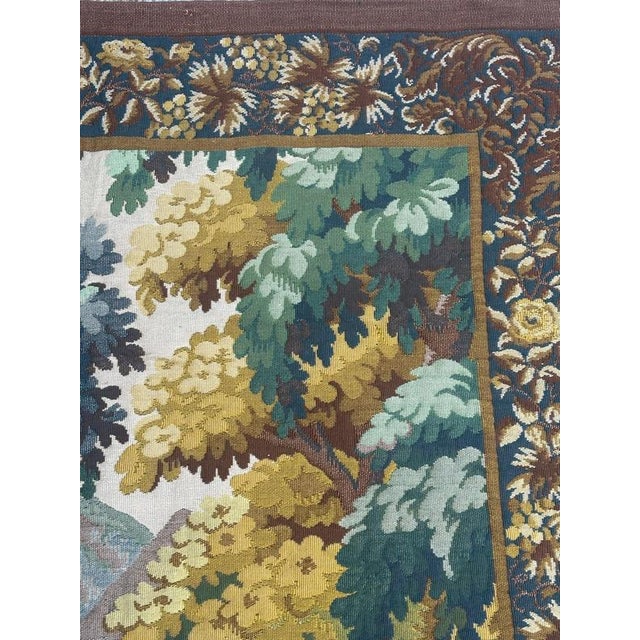 Vintage French Verdure Jacquard Tapestry in the style of Aubusson, 1970s For Sale - Image 16 of 18