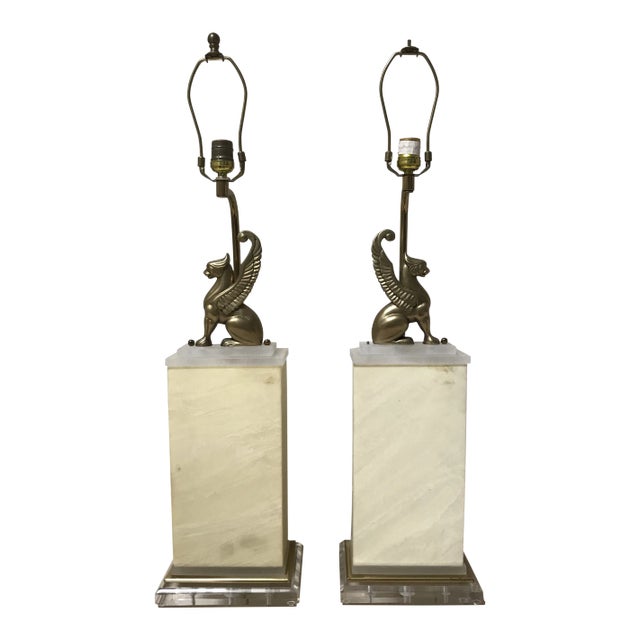 Pair Midcentury Gryphon Lamps For Sale