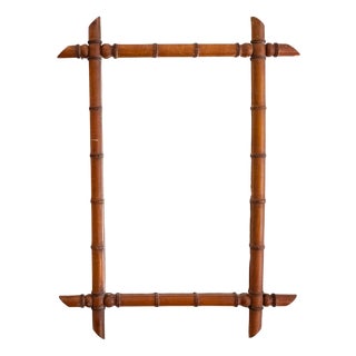 Turned Wood Faux Bamboo Mirror, 1940s For Sale