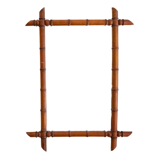 Turned Wood Faux Bamboo Mirror, 1940s For Sale