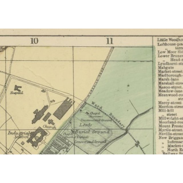 Paper Large Victorian City Map of Leeds by G. Bacon, 1885 For Sale - Image 7 of 12