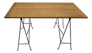 Danish Minimalist Sawhorse Desk, 1950s