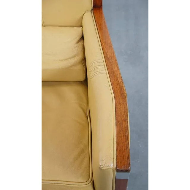 Beige Art Deco Decoforma Series High Back Armchair in Yellow Leather from Schuitema For Sale - Image 8 of 16