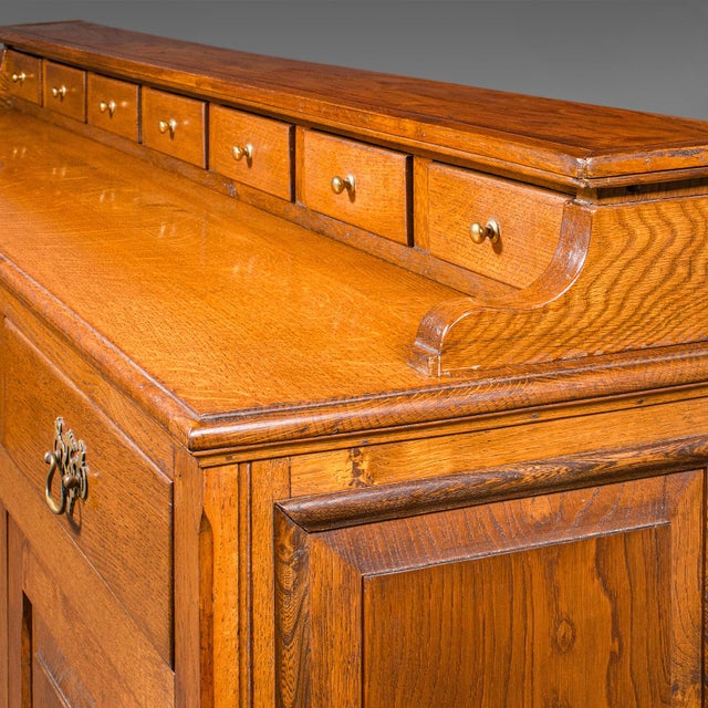 Large Antique Dresser Base, English Oak, Sideboard, Buffet, Wine Rack, Edwardian For Sale - Image 10 of 12