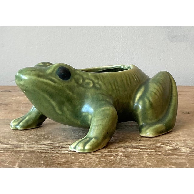 Late 20th Century Vintage Boho Glazed Ceramic Frog Planter For Sale - Image 5 of 12
