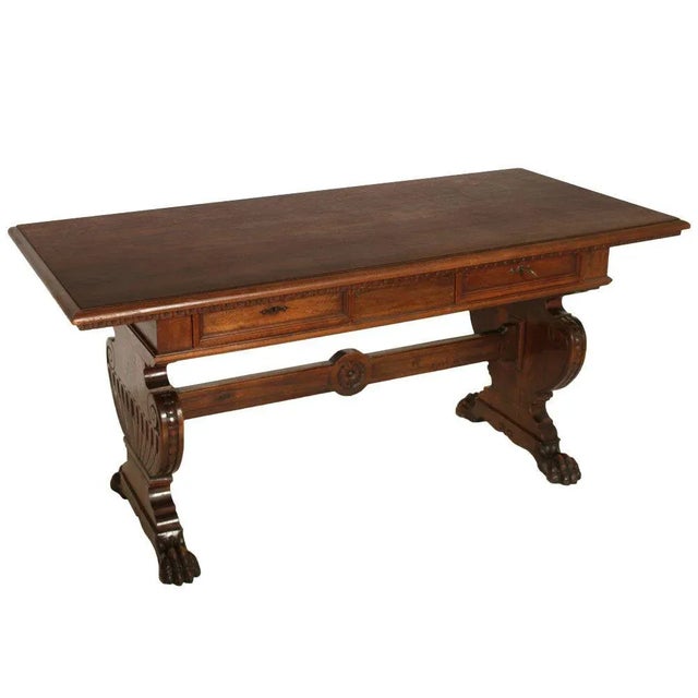 Vintage Italian Desk and Chairs Set from Dini & Puccini, 1920s, Set of 4 For Sale - Image 3 of 9