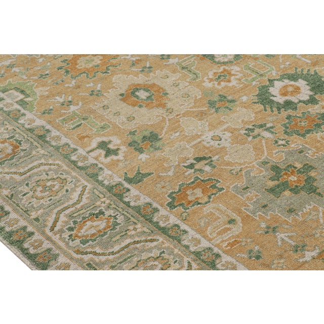 Contemporary Rug & Kilim’s Oushak Style Rug in Beige-Brown and Green Floral Patterns For Sale - Image 3 of 7