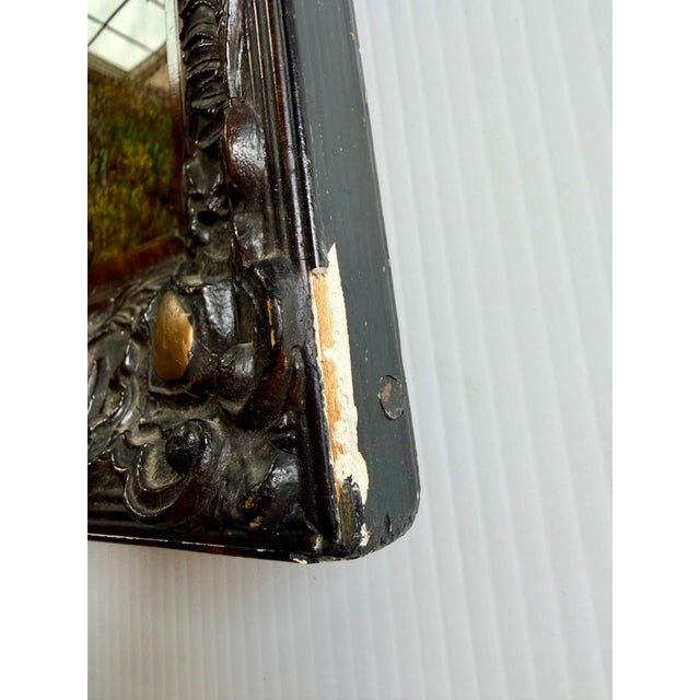 Early 20th Century Art Nouveau Reverse Painting, Mother-of-Pearl Inlay Scottish Highlands Cottage in Ornate Frame For Sale - Image 17 of 18