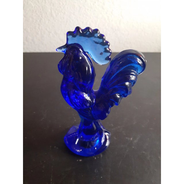 1970s Westmoreland Cobalt Blue Rooster Figurine For Sale - Image 4 of 6