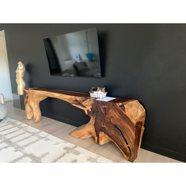 George Nakashima Monumental Free Form Acacia Console Table in the Style of George Nakashima For Sale - Image 4 of 7