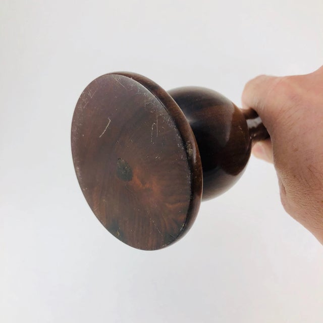1930s 1930s Polished Walnut Candlestick Holder For Sale - Image 5 of 7