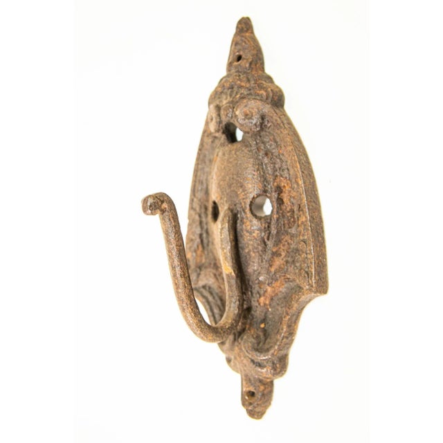 Early 20th Century Antique Cast Iron Metal Wall Coat Hook For Sale - Image 5 of 10