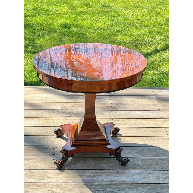 Italian Marquetry Burlwood Center Table With Custom Glass Top For Sale - Image 15 of 17