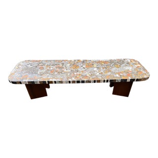 Mid 20th Century Danish Style Mosaic Marble Top Coffee Table For Sale