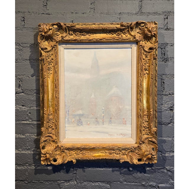 American Johann Berthelsen -the Little Church Around the Corner in the Snow -1930s Oil Painting For Sale - Image 3 of 12