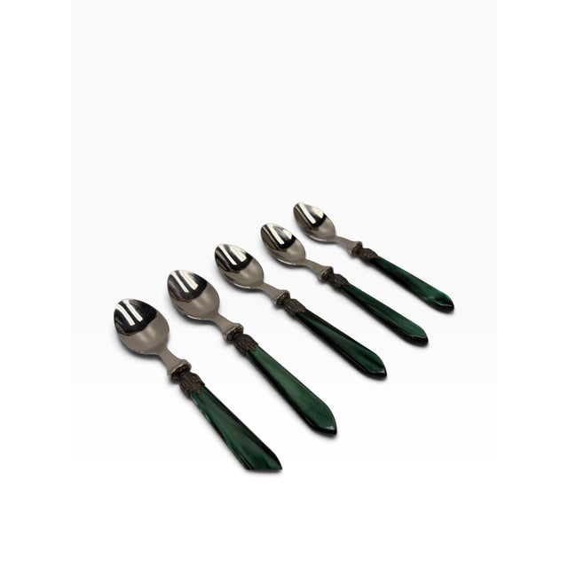 Vintage Jean Couzon "Galaxy-Green" Flatware Set - 29 Pieces For Sale - Image 4 of 9
