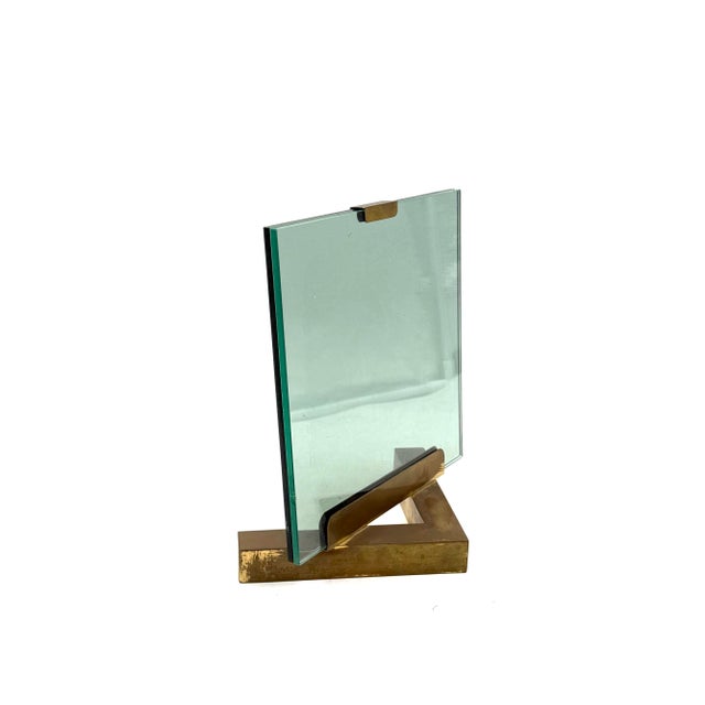 Hollywood Regency Glass and Brass Picture Frame, Italy, 1970s For Sale - Image 11 of 16