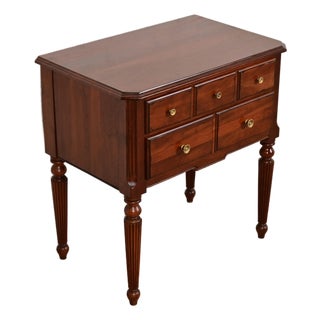 Ethan Allen French Regency Louis XVI Carved Cherry Wood Bedside Chest For Sale