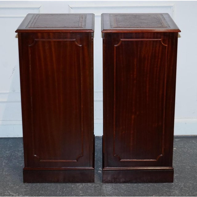 Filling Cabinets in Burgundy Leather and Gold Embossed Top, Set of 2 For Sale - Image 17 of 18