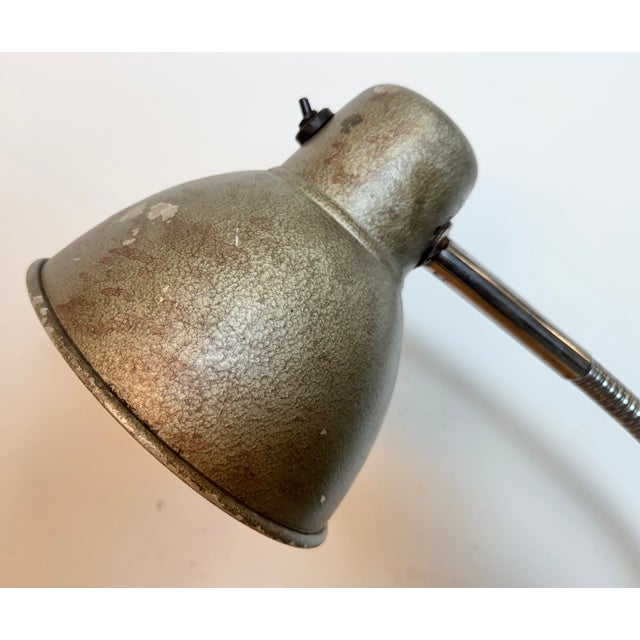 Industrial Grey Workshop Gooseneck Table Lamp, 1960s For Sale - Image 4 of 18