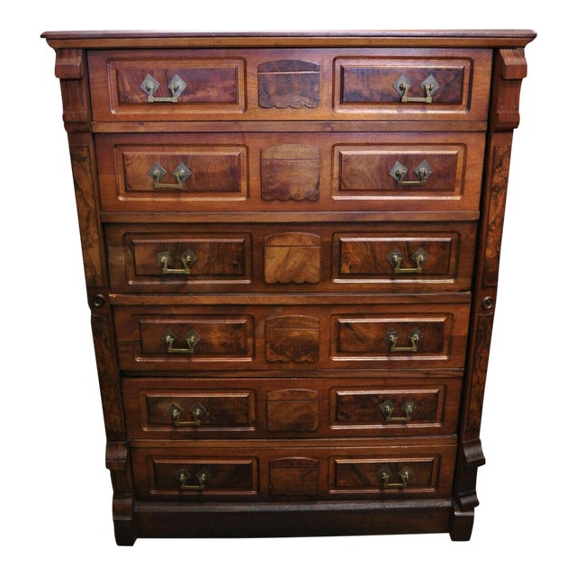 19th Century Antique Eastlake Victorian Lock Side Walnut Dresser Chairish