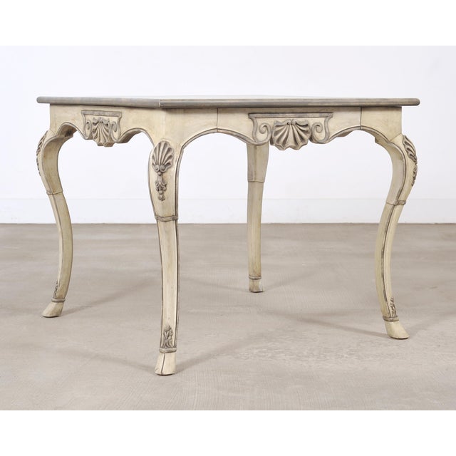 Wood Dennis & Leen Beauvais Painted Square Salon Games Center Table For Sale - Image 7 of 18