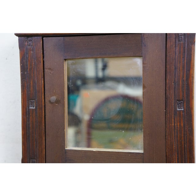 Antique Oak Salesman Sample Mirrored Dollhouse Armoire Wardrobe Cabinet 16" For Sale - Image 11 of 17