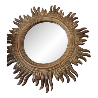 Vintage Syroco Starburst Gilded Gold Mirror MCM 34x34 For Sale