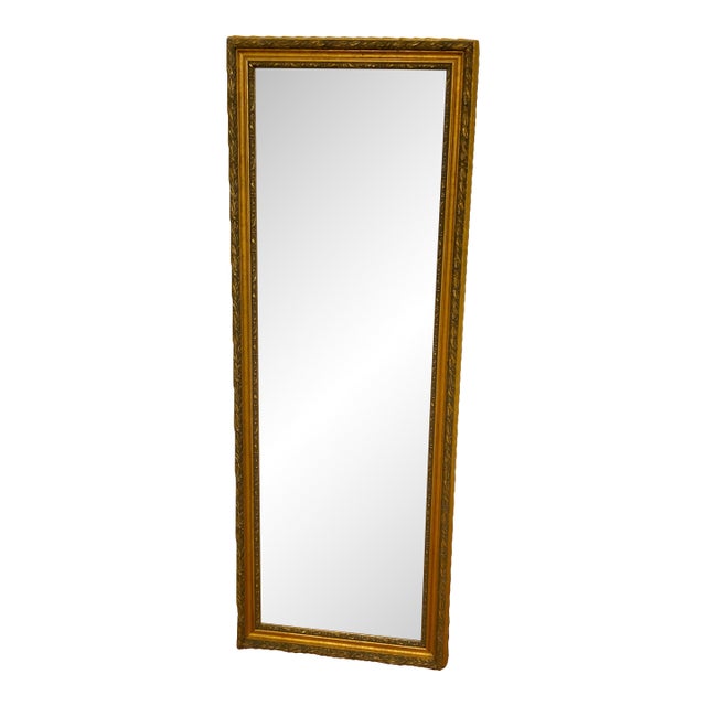 Vintage Baroque Gilt Carved Wood Full Length Mirror For Sale