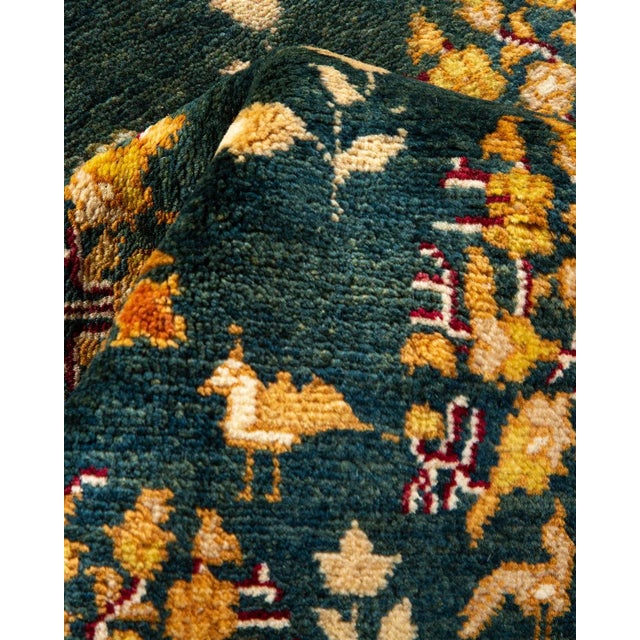 Textile Mogul, One-of-a-Kind Hand-Knotted Area Rug in Green, 6' 2" x 9' 6" For Sale - Image 7 of 8