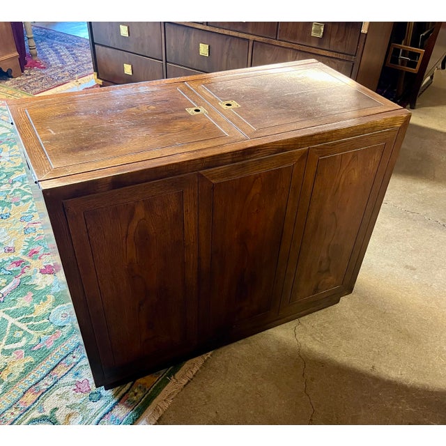 Brown Late 20th Century Henredon Campaign Style Bar Cart For Sale - Image 8 of 12
