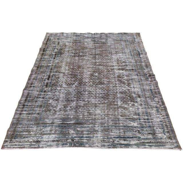 Antique Tabriz Distressed Wool Rug With Muted Earth Tones & Indigo For Sale In New York - Image 6 of 10