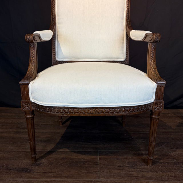 Mid 19th Century Carved Walnut Antique French Armchairs or Fauteuils - A Pair For Sale - Image 5 of 15