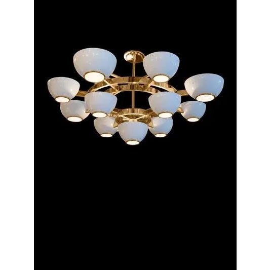 Mid-Century Modern Centauri Due Chandelier in Gold Finish For Sale - Image 3 of 3