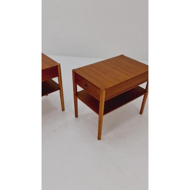 Mid century Danish teak & Oak bedside tables/ nightstands , 1960s, set of 2 Usable as an additional tables in the living...