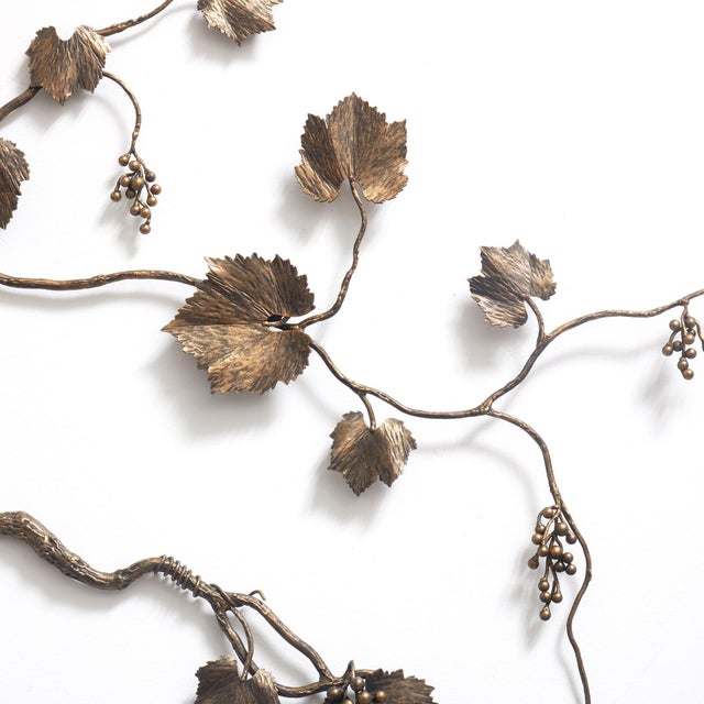 Not Yet Made - Made To Order Gold Rubbed Black Grape Leaf Wall Sculpture For Sale - Image 5 of 12