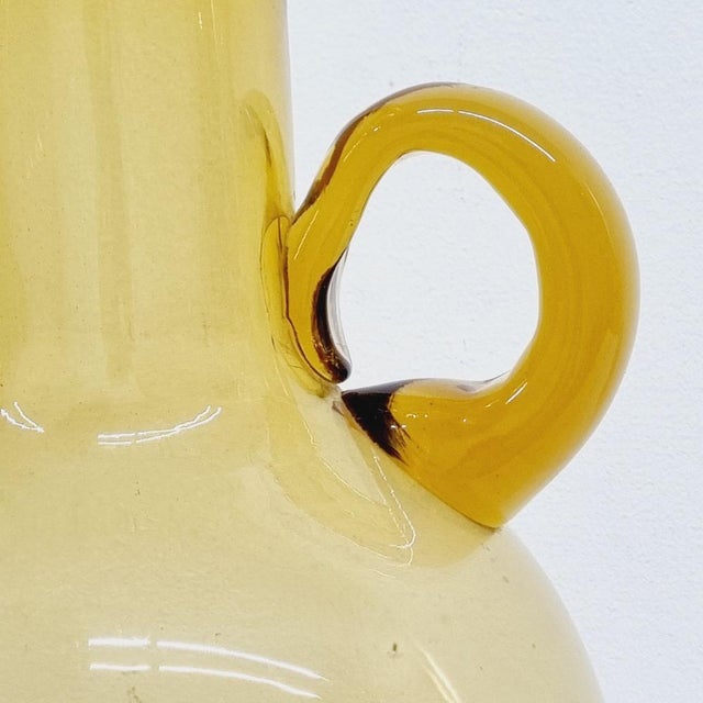 Amber Handcrafted Glass Vase, 1970s For Sale - Image 14 of 16