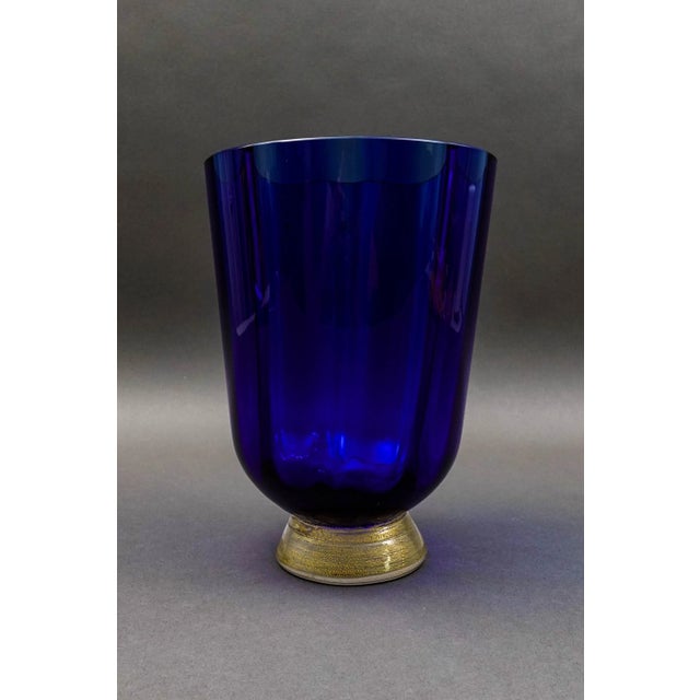 Mid 20th Century Nason Moretti Signed Murano Italy Blue Aventurine Gold Glass Vase For Sale In Miami - Image 6 of 10