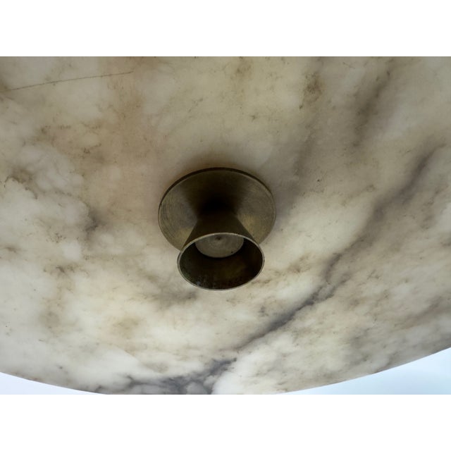 Art Deco Alabaster and Brass 8-Arm Chandelier, 1930s For Sale - Image 4 of 17