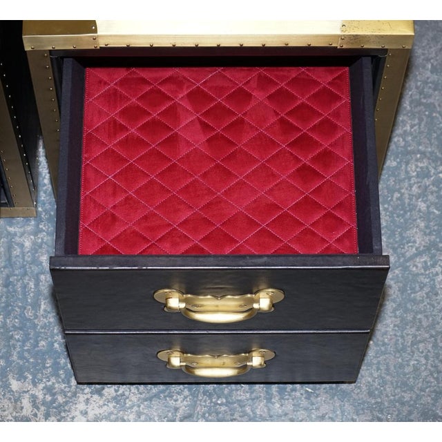Cumberland Collection Nightstands with Red Velvet Lining from Timothy Oulton, Set of 2 For Sale - Image 13 of 18