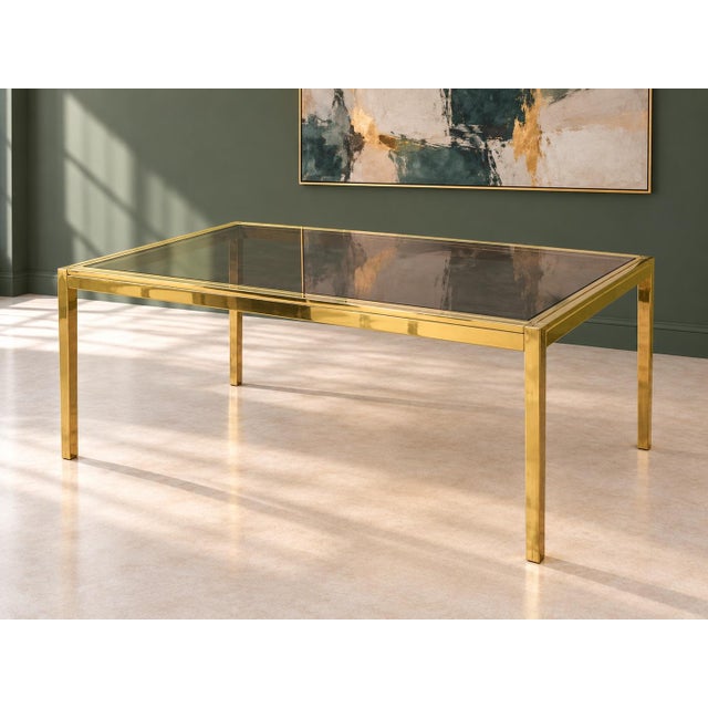 1970s 1970s Hollywood Regency Smoked Glass Dining Room Table and Chairs For Sale - Image 5 of 12