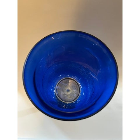 Blue Glass Column Tall Hurricane For Sale - Image 10 of 11