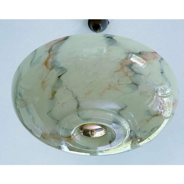 Art Deco Pendant Light in Marble Glass, 1930s For Sale - Image 13 of 18