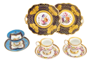 French Gilt & Hand-Painted Porcelain Tableware, 8