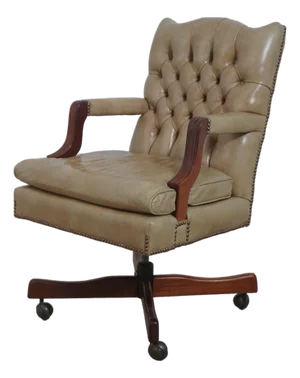 Classic Leather Tufted Rolling Desk Chair
