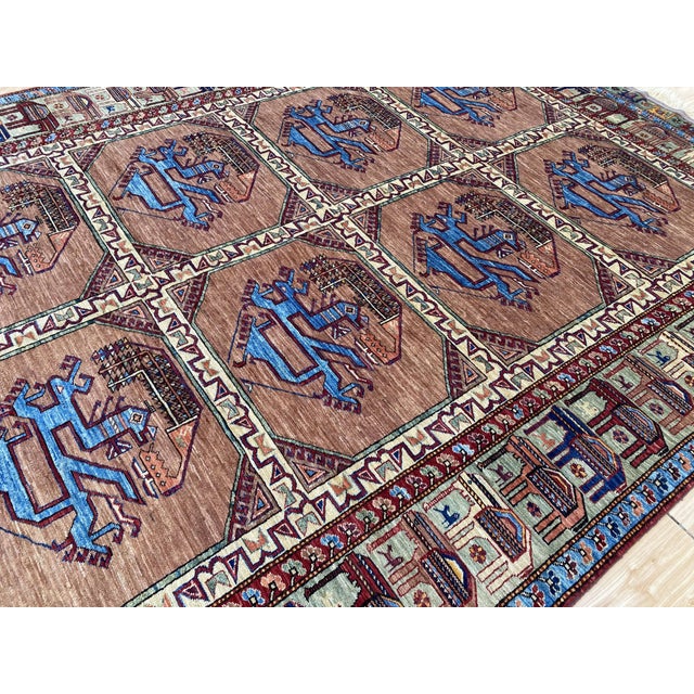 Vintage Afghan Ersari Wool Rug, Rust Bird Gul For Sale - Image 11 of 11