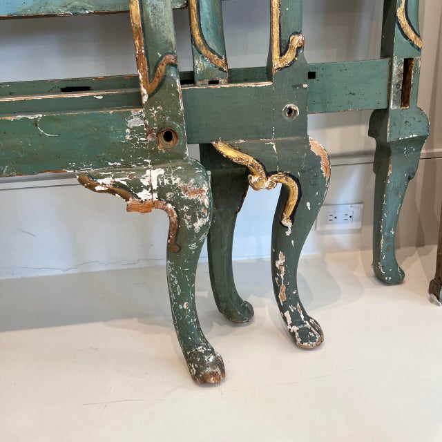Teal 19th Century Venetian Style Pair of Painted & Parcel Gilt Twin Beds For Sale - Image 8 of 8
