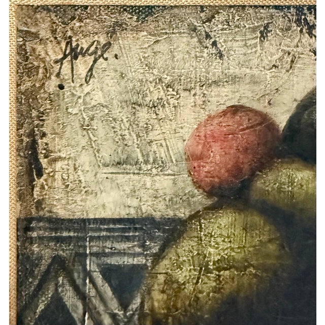 Brown Philippe Auge, French Surrealist Oil Painting Pears, Fruits Textured Still Life Art Deco Style For Sale - Image 8 of 9