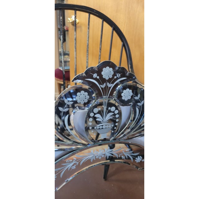 1980s Pair Venetian Etched Glass Petite Mirrors For Sale In Philadelphia - Image 6 of 9